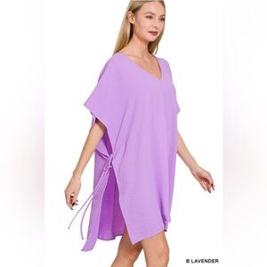 NWT Zenana Outfitters Lavender WOVEN AIRFLOW TIE SIDE COVER-UP TOP